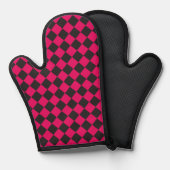 Roze Zwart Checker Diamant Patroon Ovenwant (Voorkant / Achterkant)