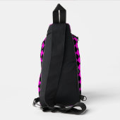Roze Zwart Checker Diamant Patroon Sling Bag (Achterkant)