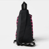 Roze Zwart Checker Diamant Patroon Sling Bag (Achterkant)