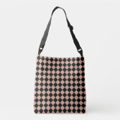 Roze Zwart Checker Diamond Pattern Crossbody Tas (Achterkant)
