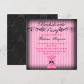 Roze & Zwart  chic Bachelorette Uitnodigen Kaart (Voorkant / Achterkant)