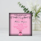 Roze & Zwart  chic Bachelorette Uitnodigen Kaart (Staand voorkant)