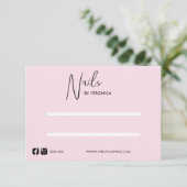 Roze Zwart Chique Pers Op Nail Display Kaart (Staand voorkant)