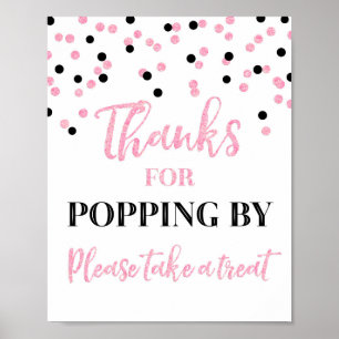 Roze Zwart Confetti Bedankt Popping door teken Poster