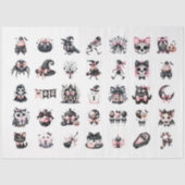 Roze Zwart Coquette Halloween Afbeeldingen Arts Cr Tissuepapier (Voorkant)