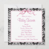 Roze Zwart Damask Baby Meisje Douche Kaart (Achterkant)