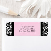 Roze Zwart Damask Custom Return Adres Labels (Insitu)