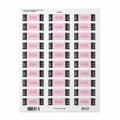 Roze Zwart Damask Custom Return Adres Labels (Full Sheet)