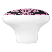 Roze & Zwart Damask Elegante Slaapkamer Dresser Keramische Knop (Zijkant)
