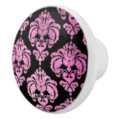 Roze & Zwart Damask Elegante Slaapkamer Dresser Keramische Knop (Rechts)