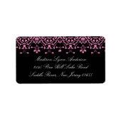 Roze/Zwart Damask Kant Retouradres Label (Voorkant)