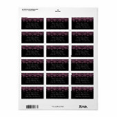 Roze/Zwart Damask Kant Retouradres Label (Full Sheet)