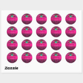 ROZE ZWART DAMASK MONOGRAM, blauwe turquase, fuchs Ronde Sticker (Vel)