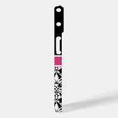 Roze zwart Damask Polka Dots Pattern Monogram Case-Mate iPhone Case (Achterkant / Rechts)