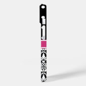 Roze zwart Damask Polka Dots Pattern Monogram Case-Mate iPhone Case (Achterkant / Links)