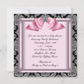 Roze Zwart Damask Princess Baby Meisje Douche Kaart (Achterkant)