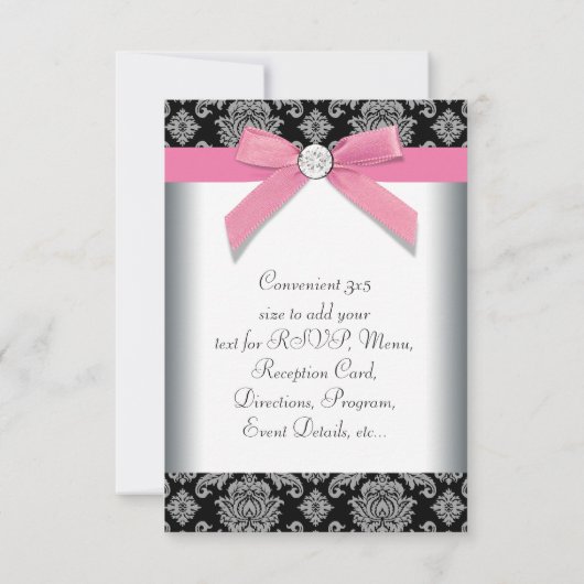 Roze Zwart Damask RSVP (Achterkant)