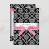Roze Zwart Damask RSVP (Voorkant / Achterkant)
