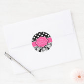 Roze Zwart Damast Baby shower of Verjaardag Sticke Ronde Sticker (Envelop)