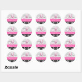 Roze Zwart Damast bruiloft gunst Dank u Sticker (Vel)