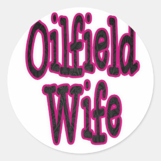 Roze/Zwart Damast Olieveld Vrouw Ronde Sticker