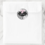 Roze Zwart Damast Roze Zwart Baby shower Sticker (Tas)