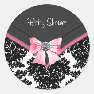 Roze Zwart Damast Roze Zwart Baby shower Sticker