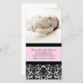 Roze zwart - Dank u Baby shower fotokaarten Bedankkaart (Voorkant / Achterkant)