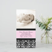 Roze zwart - Dank u Baby shower fotokaarten Bedankkaart (Staand voorkant)
