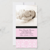 Roze zwart - Dank u Baby shower fotokaarten Bedankkaart (Voorkant)