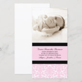 Roze zwart - Dank u Baby shower fotokaarten Bedankkaart (Voorkant / Achterkant)