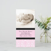 Roze zwart - Dank u Baby shower fotokaarten Bedankkaart (Staand voorkant)