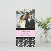 Roze Zwart Dank u bruiloft foto kaarten (Staand voorkant)
