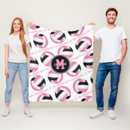 roze zwart De volleybalrechtbank is mijn gelukkige Fleece Deken