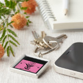 Roze zwart deco-Roos Sleutelhanger (Zijkant)