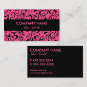 Roze zwart demasingspatroon aangepaste visitekaart visitekaartje (Voorkant / Achterkant)