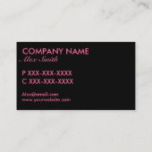 Roze zwart demasingspatroon aangepaste visitekaart visitekaartje (Achterkant)