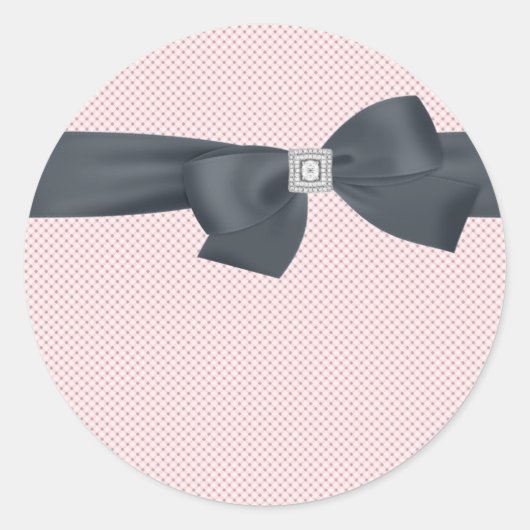 Roze Zwart Diamant Bow Elegant Label (Voorkant)