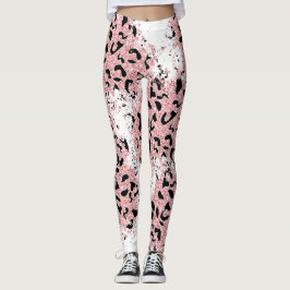 Roze & Zwart Dierenprint op Wit Leggings