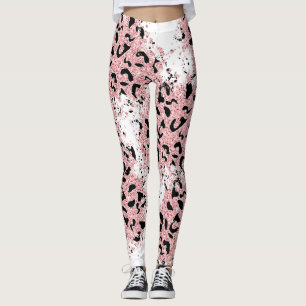 Roze & Zwart Dierenprint op Wit Leggings