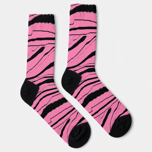 Roze + Zwart Dierenprint Premium Crew Sokken (Rechts)
