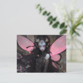Roze Zwart Donker Fairy Fantasy Art Briefkaart (Staand voorkant)