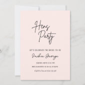 Roze Zwart Eenvoudige Kippen Party Uitnodiging (Voorkant)