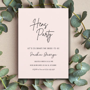 Roze Zwart Eenvoudige Kippen Party Uitnodiging