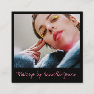 Roze Zwart Eenvoudige Retro Make-up Artiest Foto Vierkante Visitekaartje