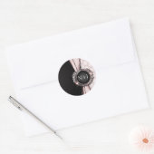 Roze & Zwart Elegant Luxe Bruiloft Ronde Sticker (Envelop)