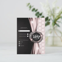 Roze & Zwart Elegant Luxe Bruiloft RSVP