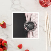 Roze & Zwart Elegant Luxe Bruiloft Servet (Insitu)
