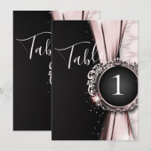 Roze & Zwart Elegant Luxe Bruiloft Tafel Nummer Kaart (Voorkant / Achterkant)