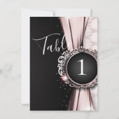 Roze & Zwart Elegant Luxe Bruiloft Tafel Nummer Kaart (Achterkant)